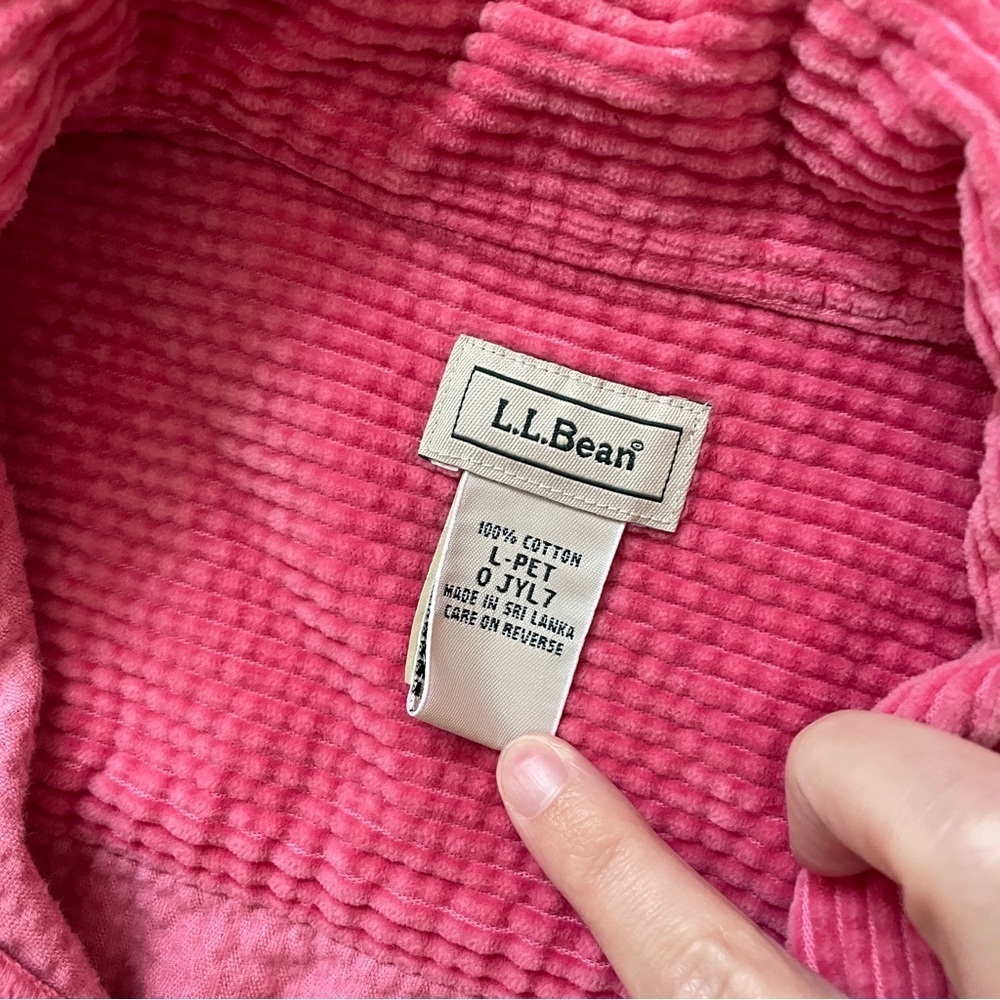 Vintage Y2K L.L. Bean Pink Corduroy Button Down Shirt Shacket Petite Large - Picture 5 of 6